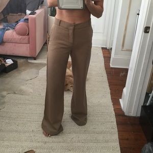 Zara wool camel tan high waisted trousers pants